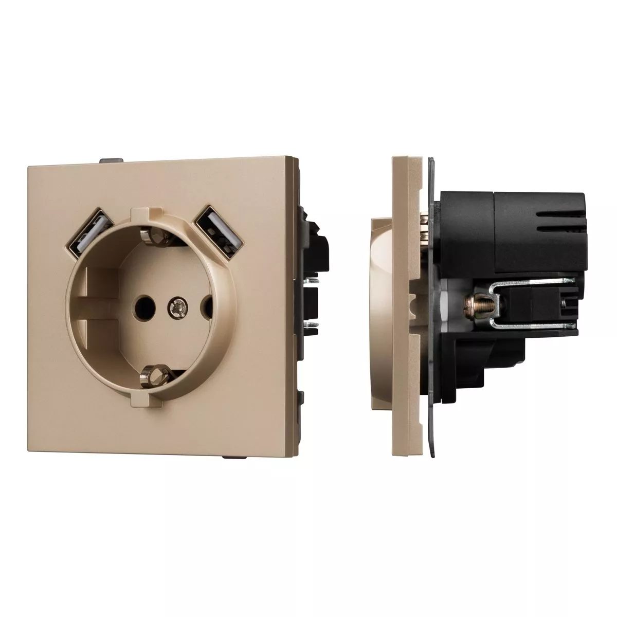 

Механизм розетки с USB зарядкой Arlight SCT-TENDO-MUAA-PL-GD (230V, 16A) 054085