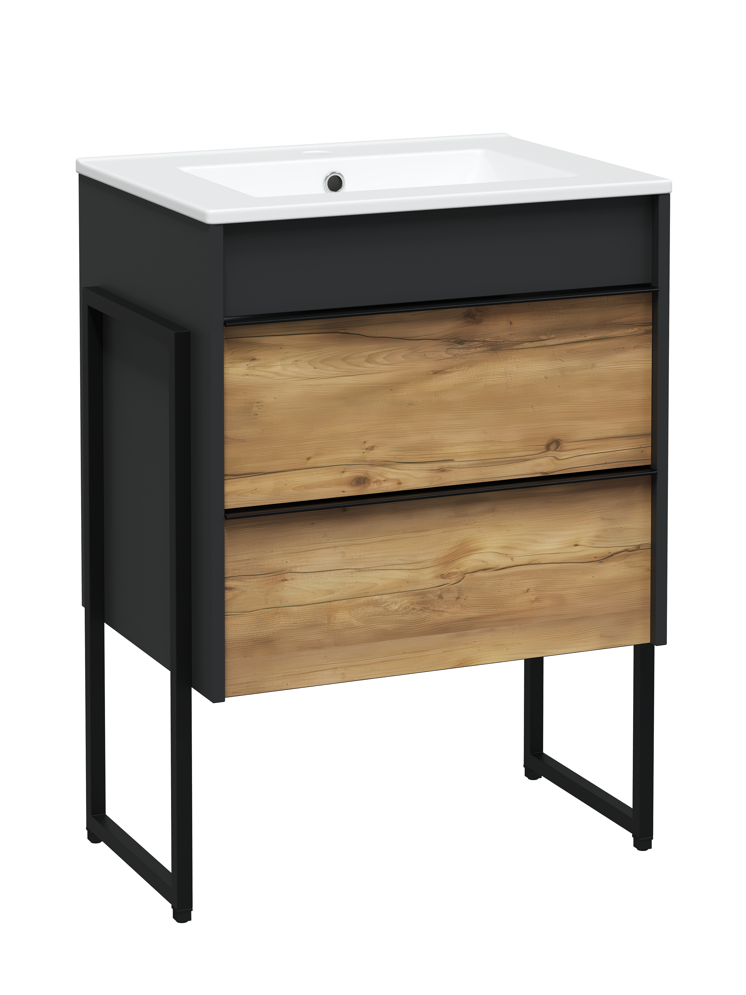 

Тумба с раковиной STWORKI Гриндстед 60 с опорами, дуб таксония, антрацит матовый, раковина DIWO Мурманск A61