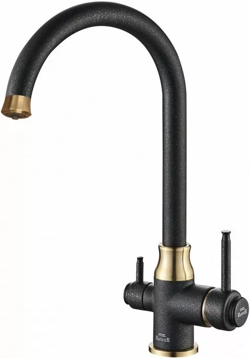 

Смеситель для кухни Steel Hammer SH 763 BLACK BR с подключением к фильтру черный, бронза, черный металлик
