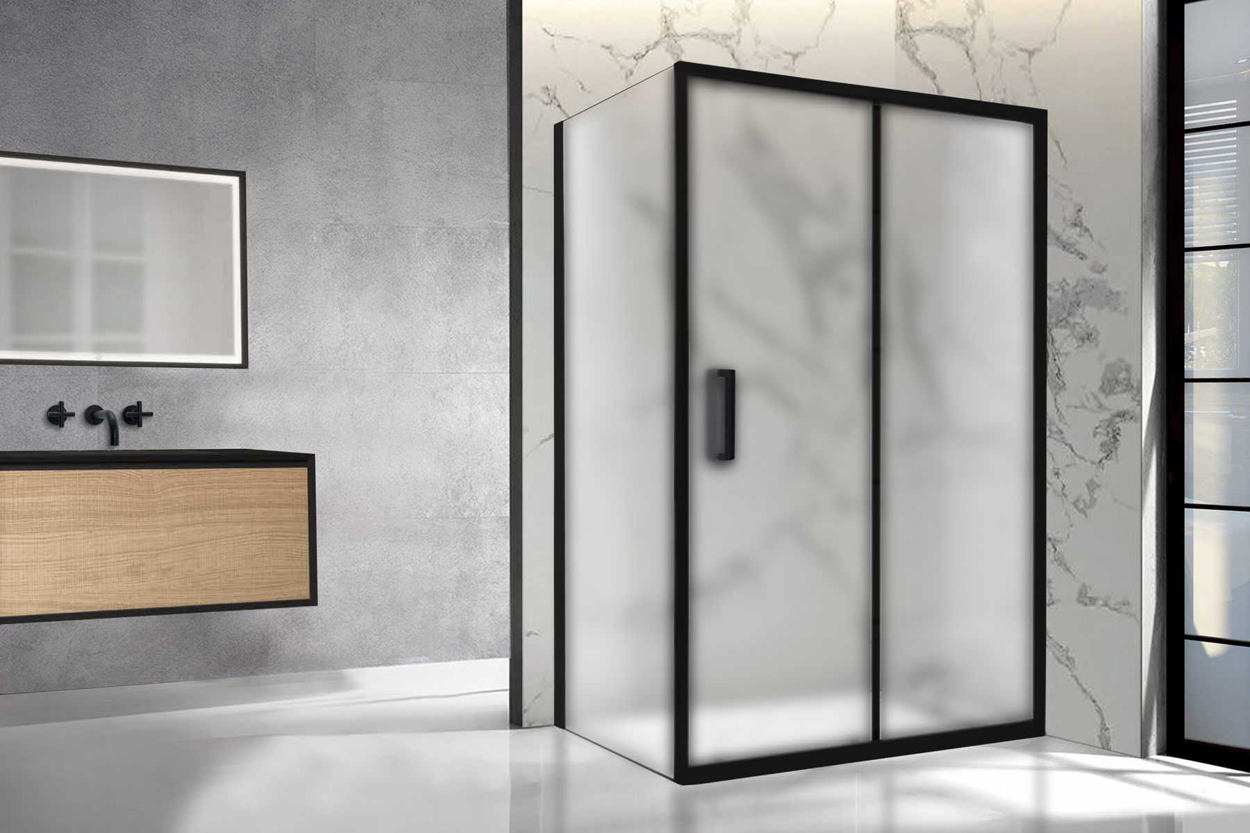 

Душевой уголок ACCORD RB 9135HPS-C-BL 135x90x200 (матовое)