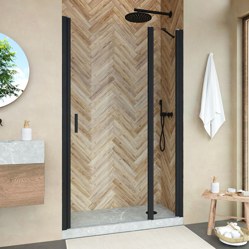 

Душевая дверь в нишу Vegas Glass EP-F-1 Novo 100 02М 01 R профиль черный матовый, стекло прозрачное