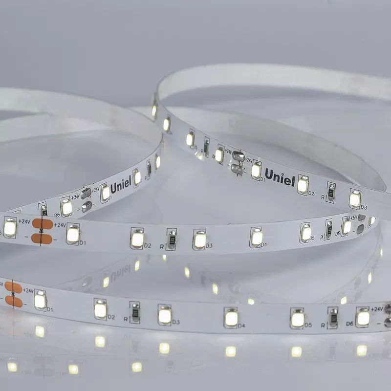 

Светодиодная лента Uniel ULS-2835-60LED/m-8mm-IP20-DC24V-6W/m-5M-DW катушка в герметичной упаковке