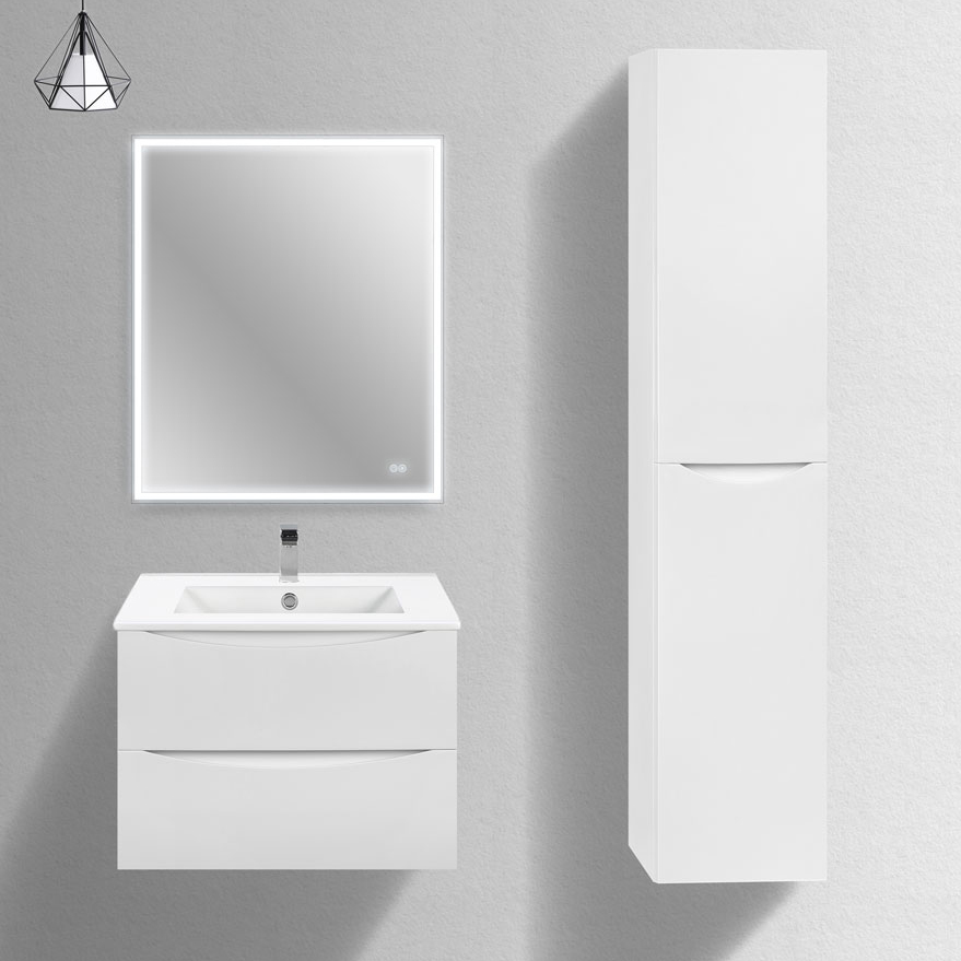 

Мебель для ванной комнаты Vincea Mia Slim 70, 2 ящика, белая глянцевая