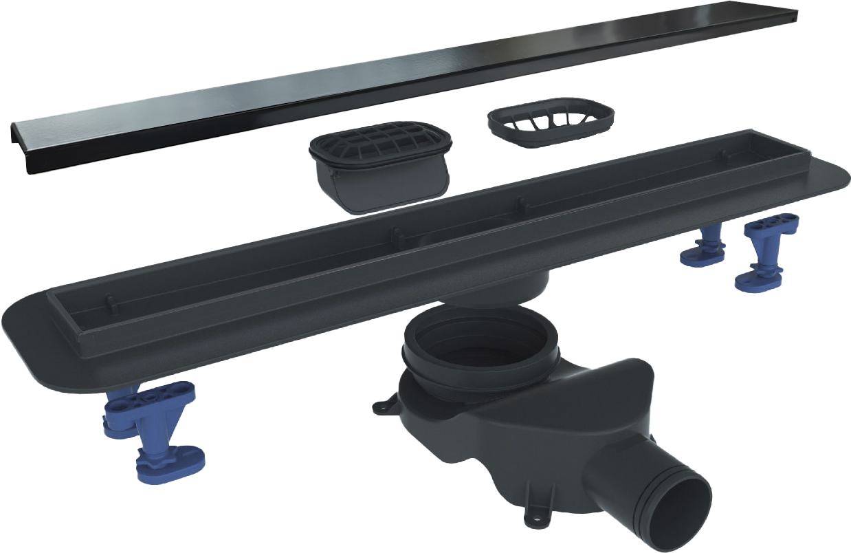 

Душевой трап (лоток) BelBagno Luce BB-LD-LUCE-70-NERO 65 см, решетка матовая черная, с сифоном, под плитку