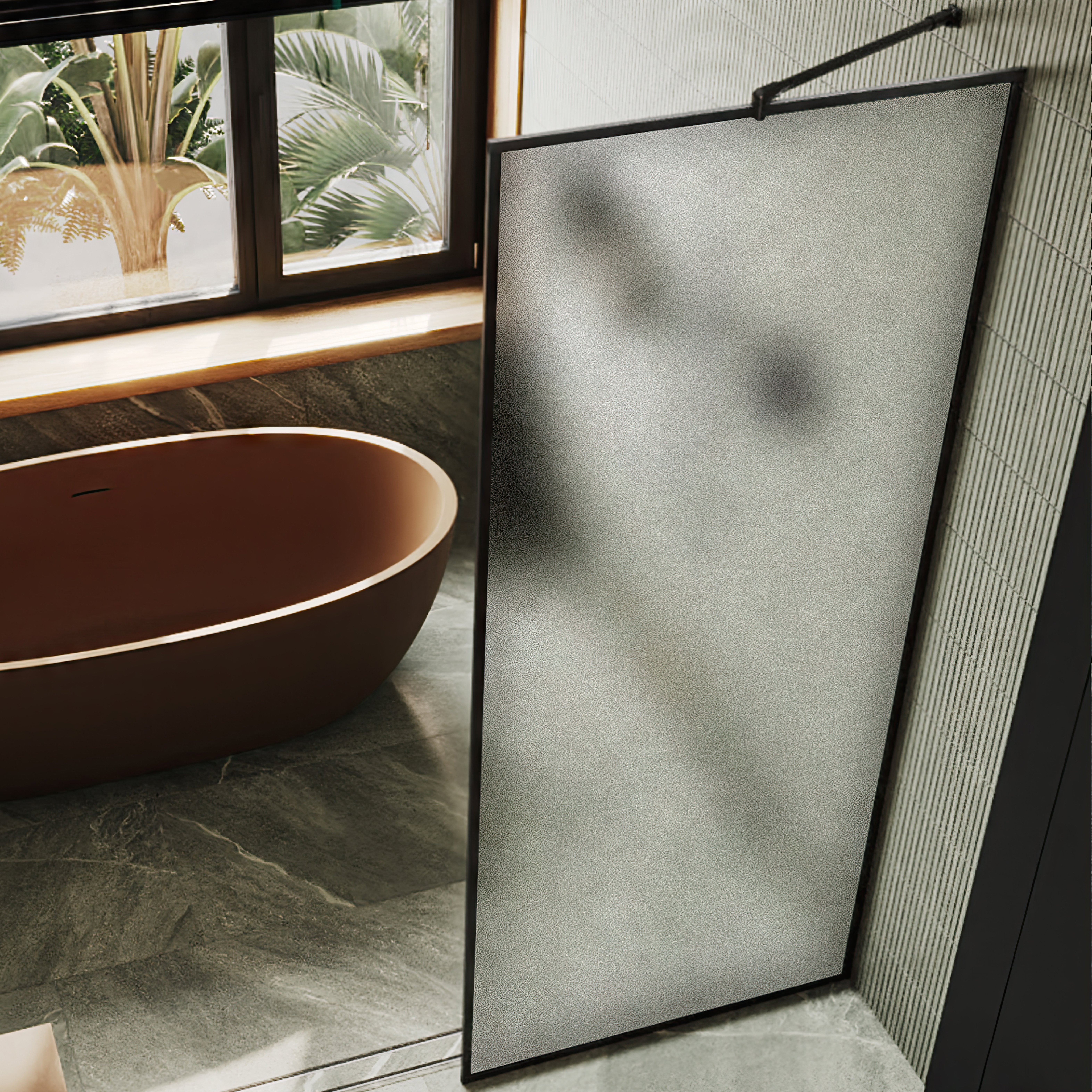 

Душевая перегородка Maybahglass MGD-827-6 79 см, профиль черный, стекло сатин