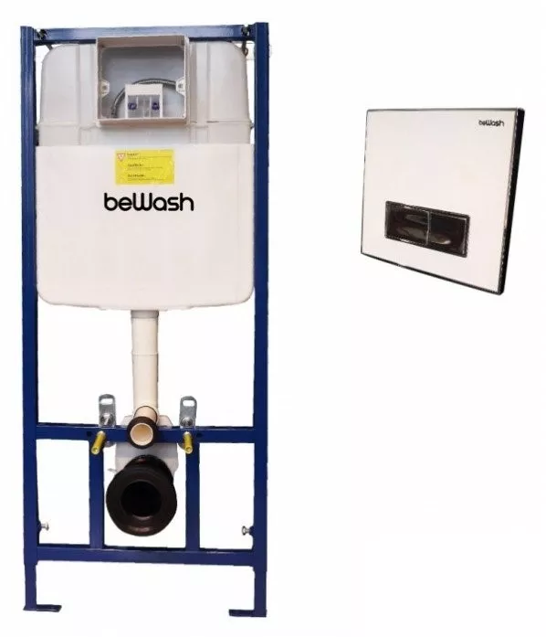 Комплект инсталляции  beWash Vago с кнопкой смыва белый- хром K500RZVP0500BYC00000 - фото 1