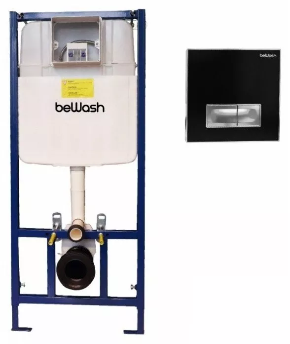 Комплект инсталляции beWash Vago с кнопкой смыва черный - хром K500RZVP0500SYC00000 - фото 1