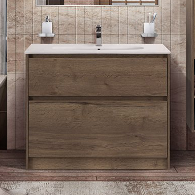 

Тумба с раковиной BelBagno Kraft 100 напольная, rovere tabacco, раковина LOV-1000-LVB