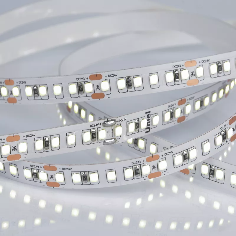 

Светодиодная лента Uniel ULS-2835-168LED/m-10mm-IP20-DC24V-14W/m-5M-6500K катушка в герметичной упаковке