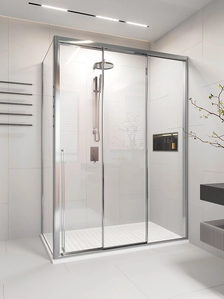 Душевой уголок Veconi Premium Prato 300 SP CH-R 110х80, профиль матовый хром, стекло прозрачное