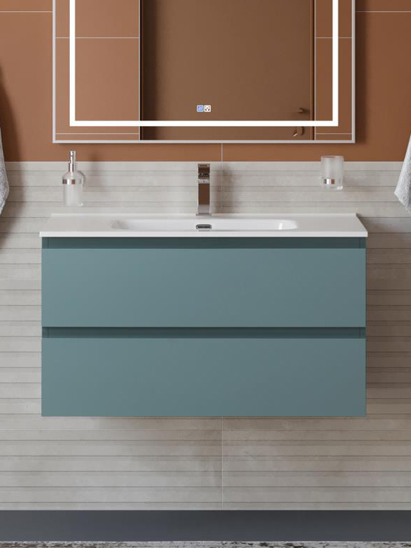 

Тумба с раковиной BelBagno Kraft 80 подвесная, матовая голубая, раковина bb800etl