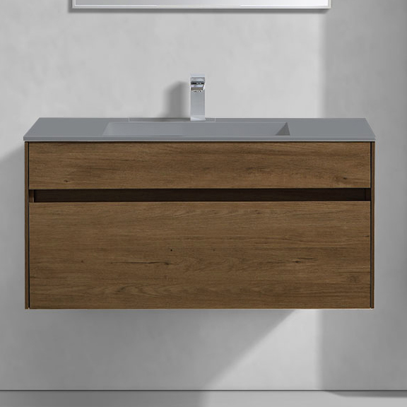 

Тумба с раковиной Vincea Chiara 100, дуб табак, с серой раковиной