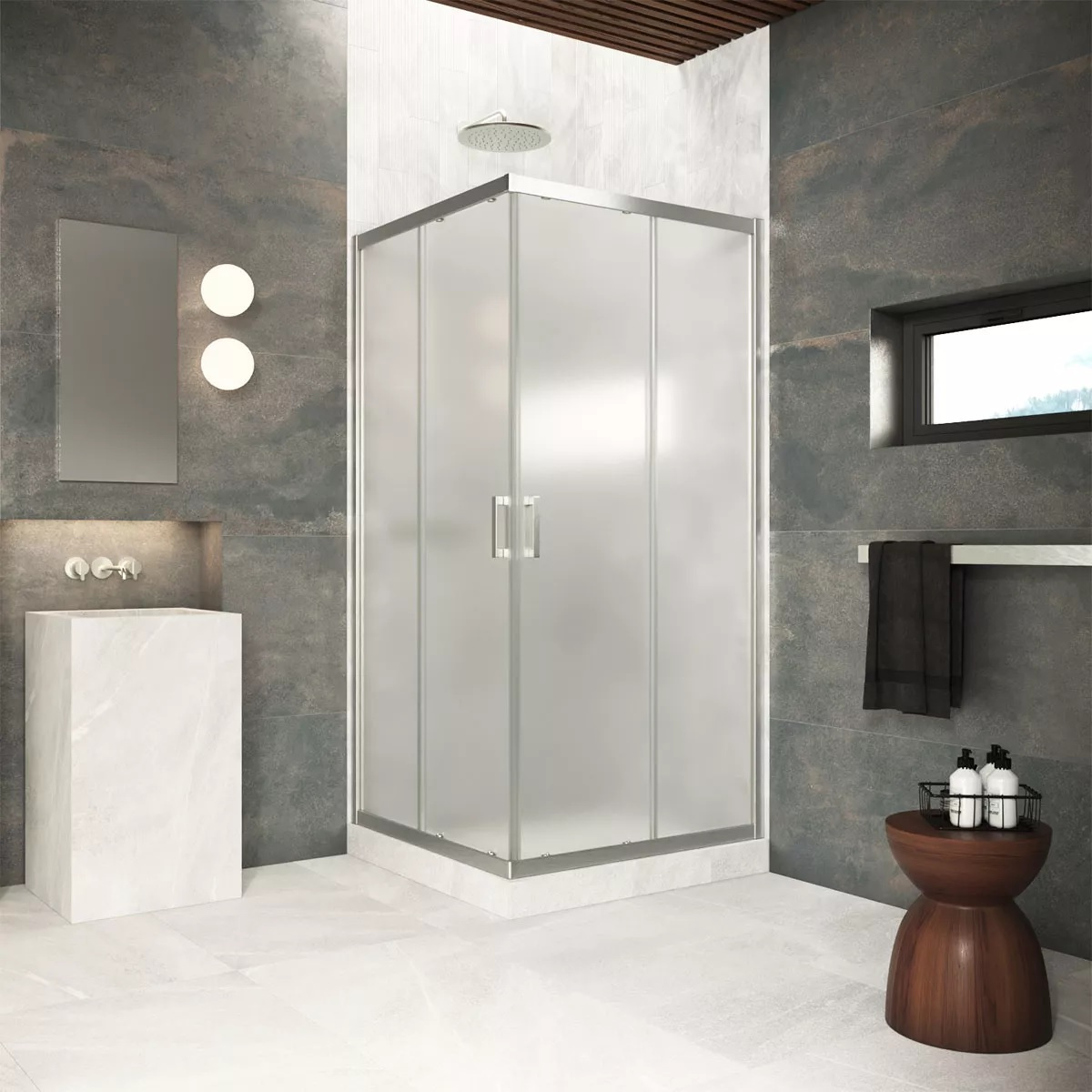 

Душевой уголок Vegas Glass ZA Protec 70 04 10 профиль никель, стекло сатин