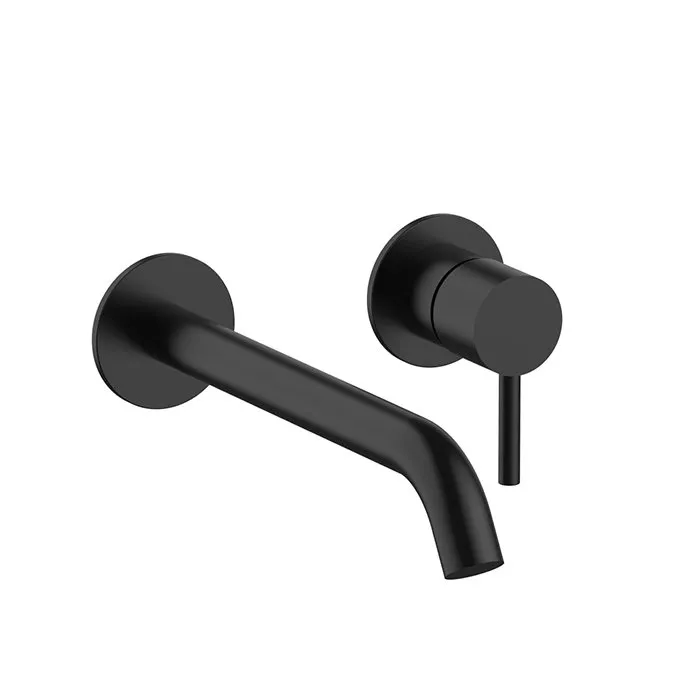 Fantini Nostromo Смеситель для раковины, встраиваемый, на 2 отв, без донного клапана, излив 200мм (наружняя часть), цвет: черный матовый
