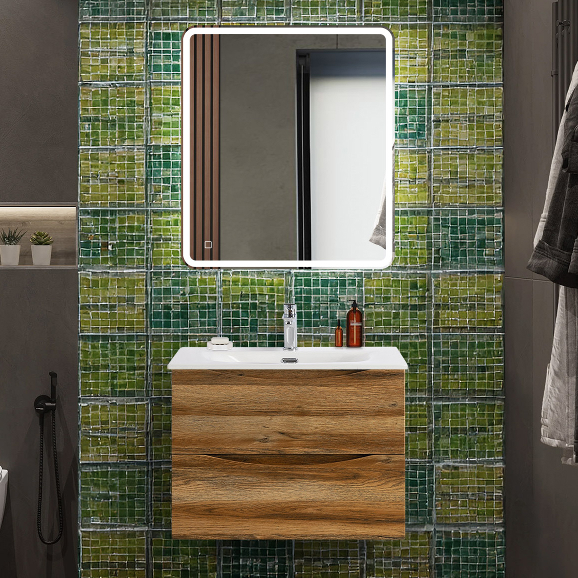 

Мебель для ванной комнаты BelBagno Marino-cer-n 70 подвесная, rovere rustico