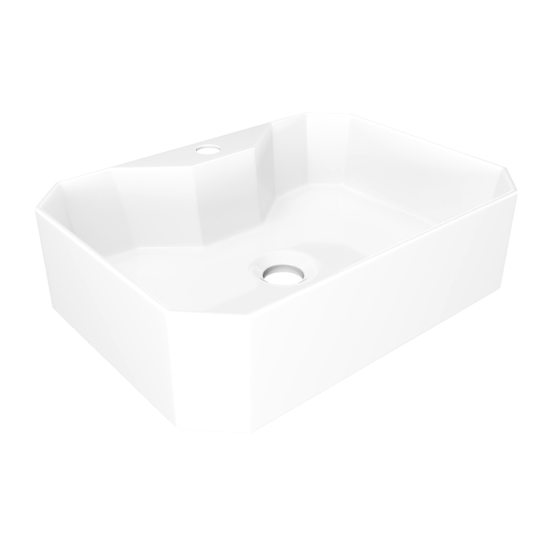 Накладная раковина STWORKI Копенгаген CO51201 50 глянцевая белая прямоугольная с 1 отверстием под смеситель 4461₽