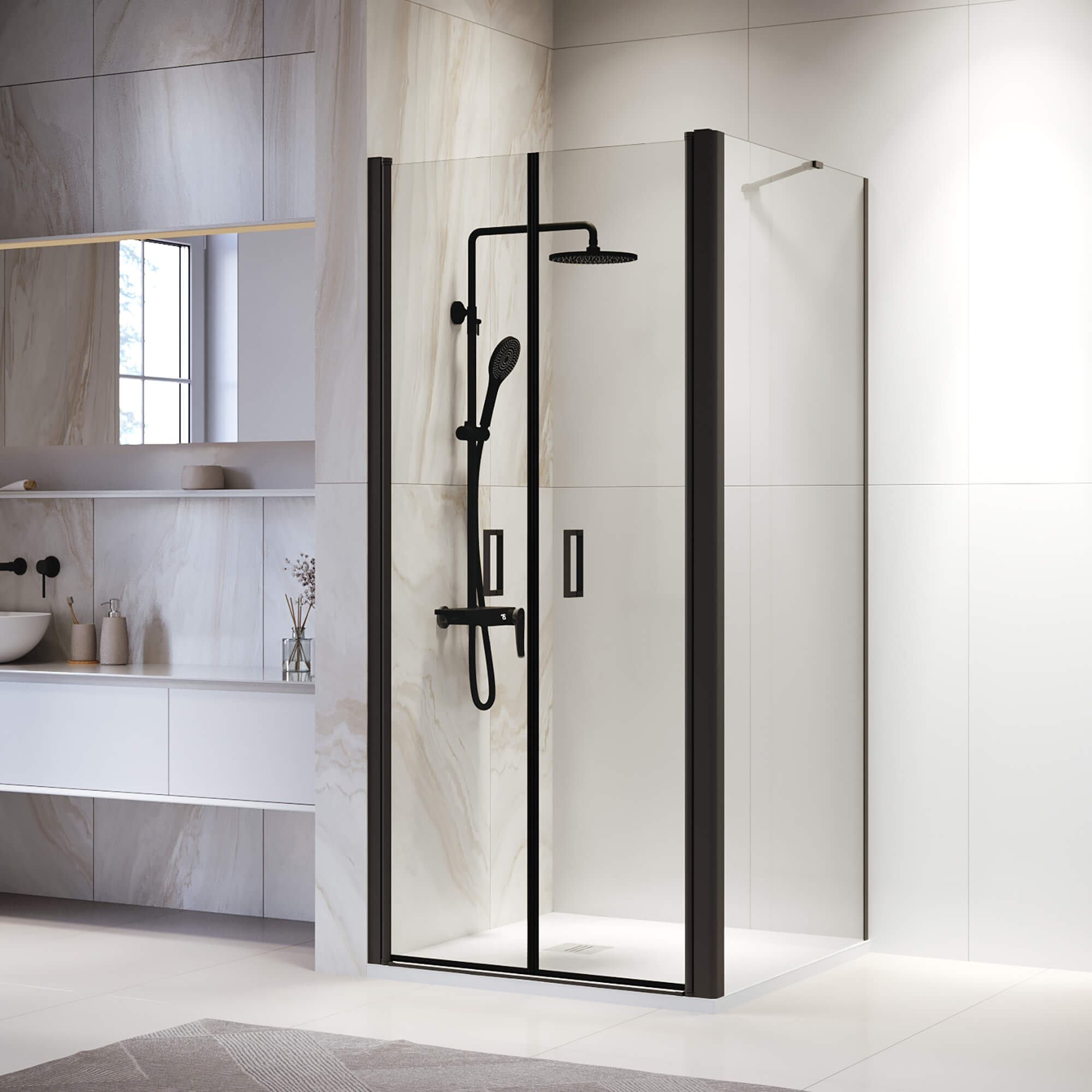 

Душевой уголок RGW Passage PA-134B 80х80 060814488-14 профиль черный, стекло прозрачное