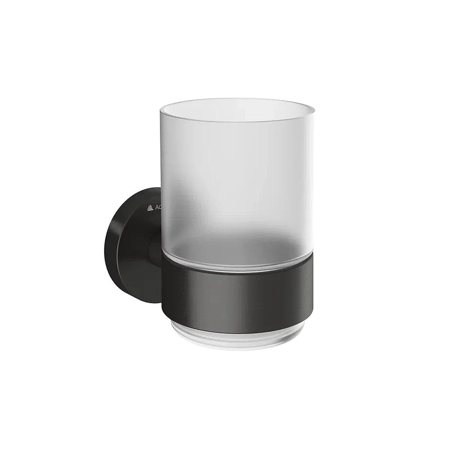 

Стакан для ванной Aqueduto Ponto PON0245 настенный, вороненая сталь, стеклянный