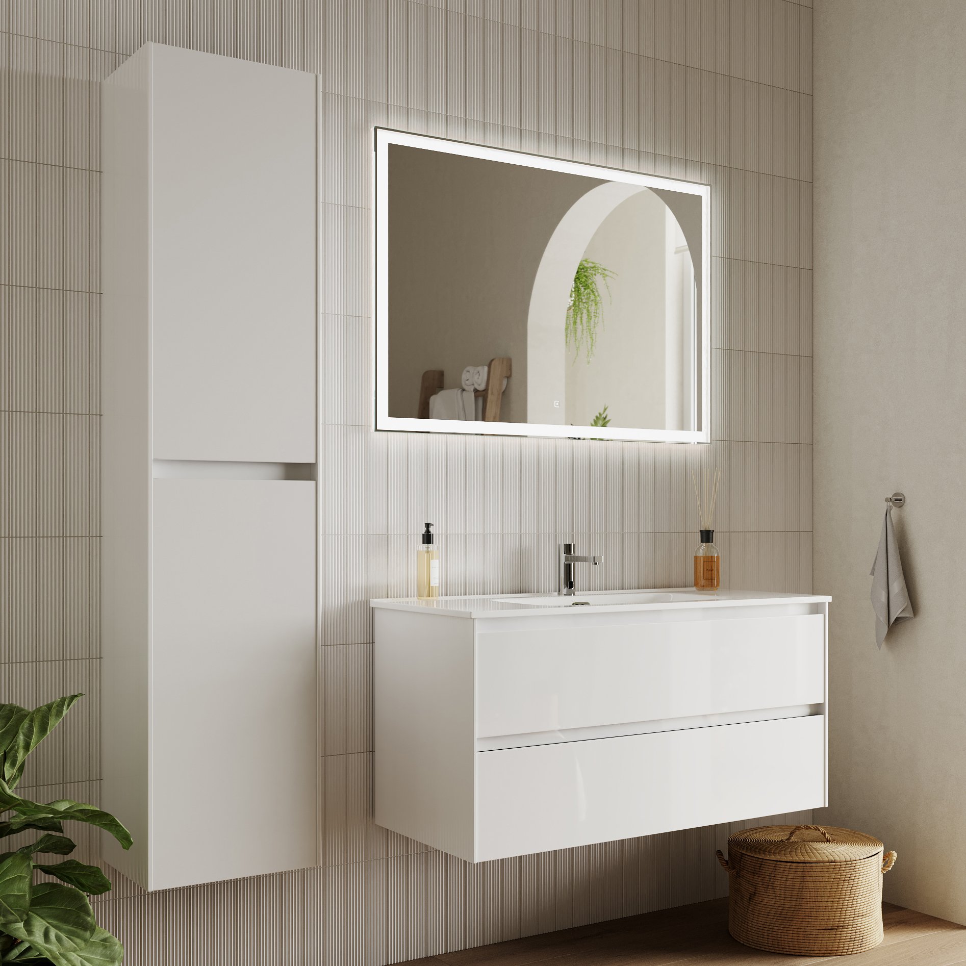 

Мебель для ванной комнаты Sancos Cento 100 см белый глянец