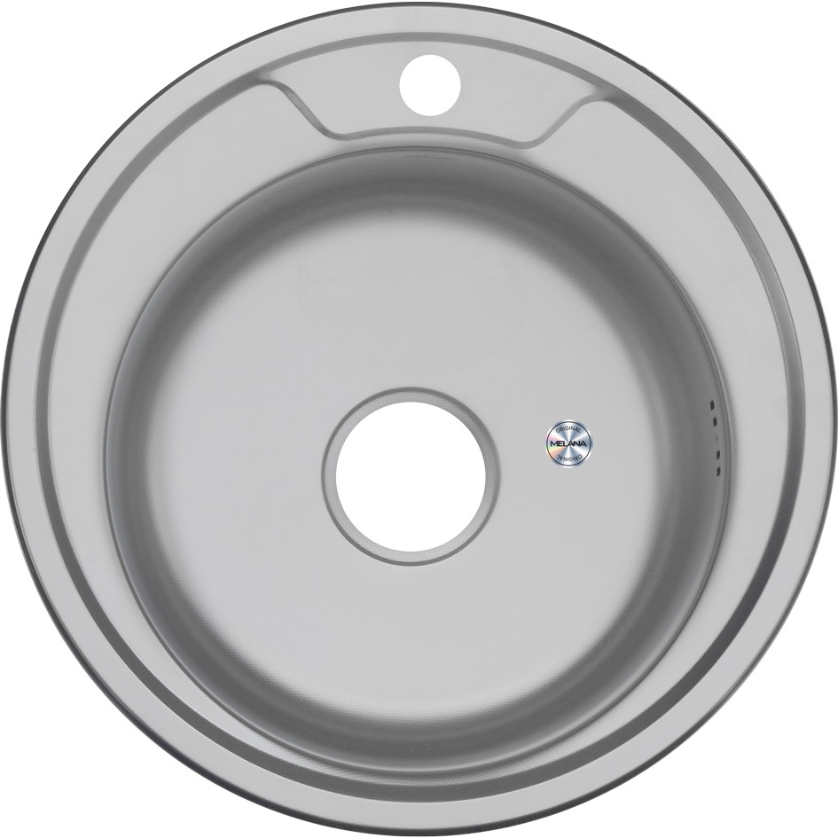 

Мойка кухонная Melana 490 0,8/180 серебристая, поверхность "декор"