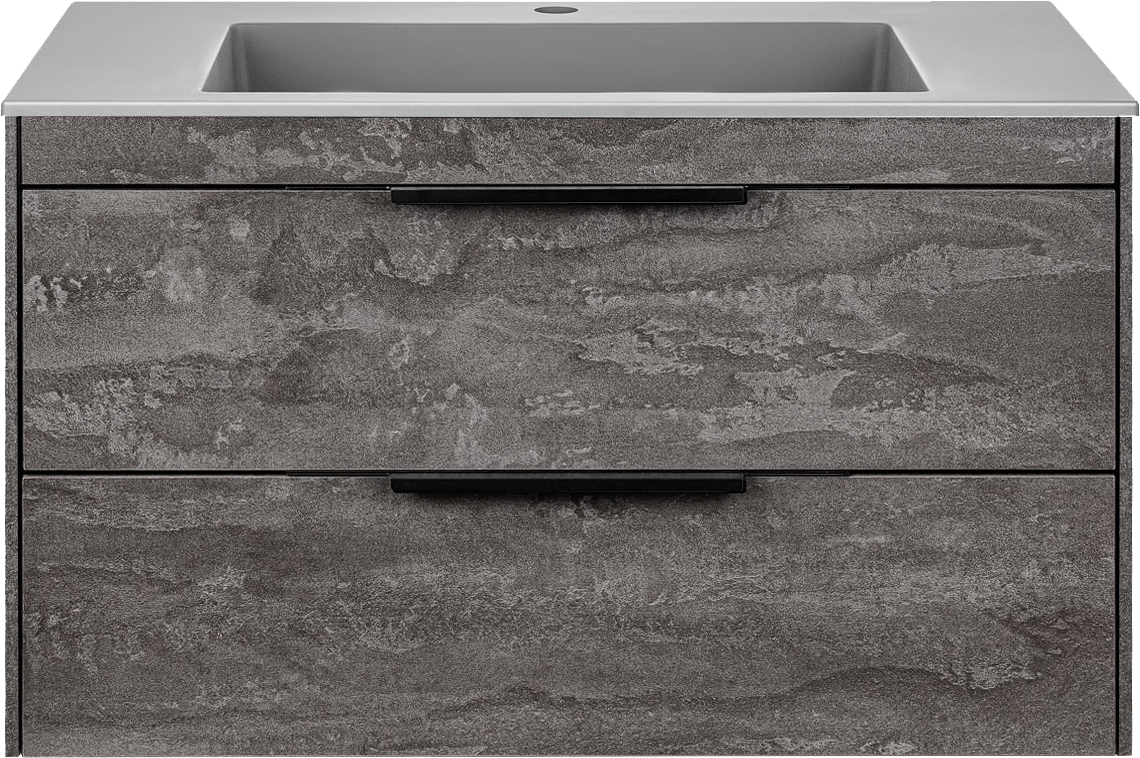 

Тумба с раковиной Vincea Chiara 2D 80, 2 ящика, камень, с серой раковиной