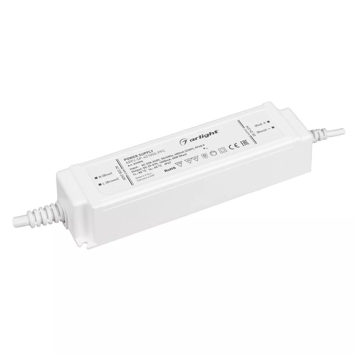 

Драйвер Arlight ARPJ-SP-421050-PFC 29-57V 60W IP67 1,05A 037890
