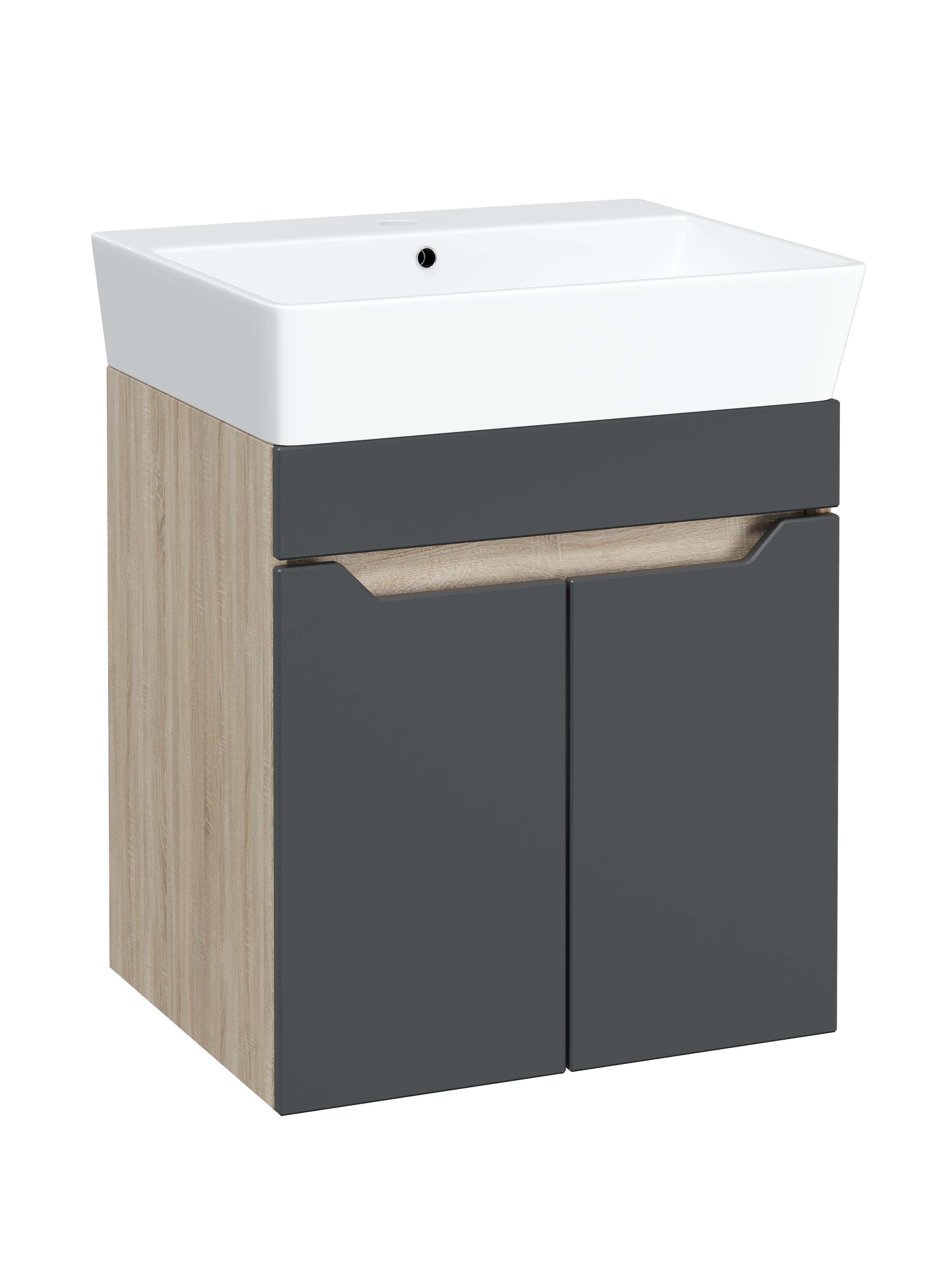 

Тумба под раковину без столешницы DIWO Архангельск 50 подвесная, дуб сонома, антрацит