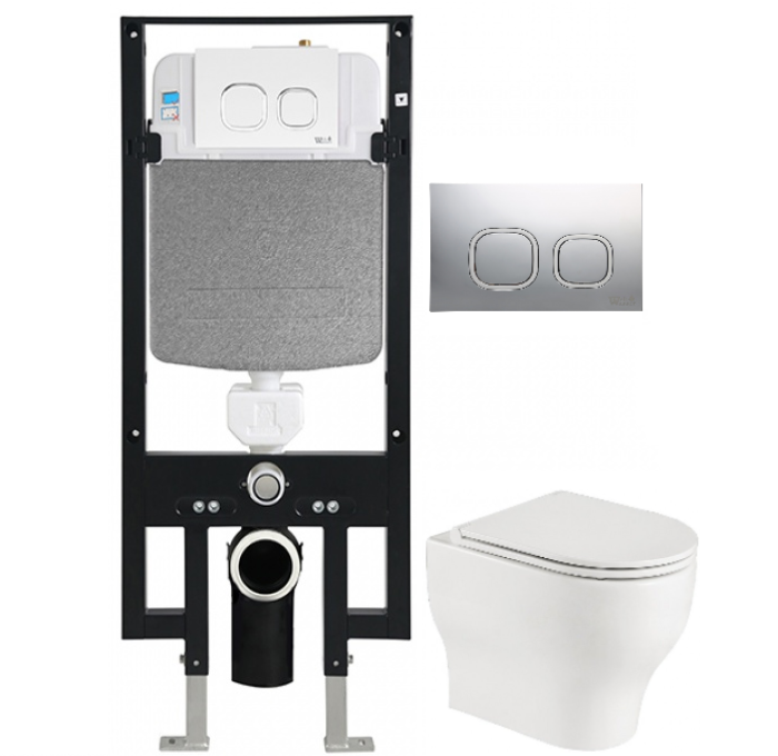 

Комплект унитаза WeltWasser Erlenbach 004 с инсталляцией AMBERG 497 белый, и клавишей смыва AMBERG RD-CR хром