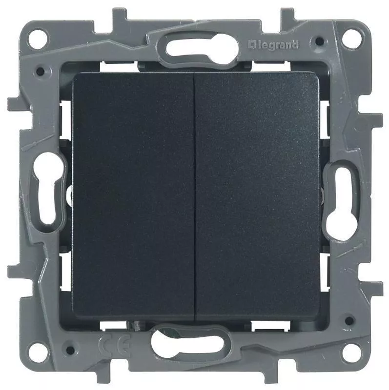 

Переключатель двухклавишный Legrand Etika 10A 250V антрацит 672612