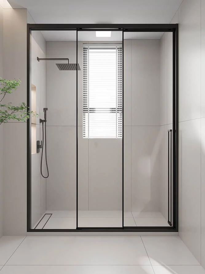 Душевая дверь в нишу Veconi Premium Prato 300 B-L 110, профиль матовый черный, стекло прозрачное