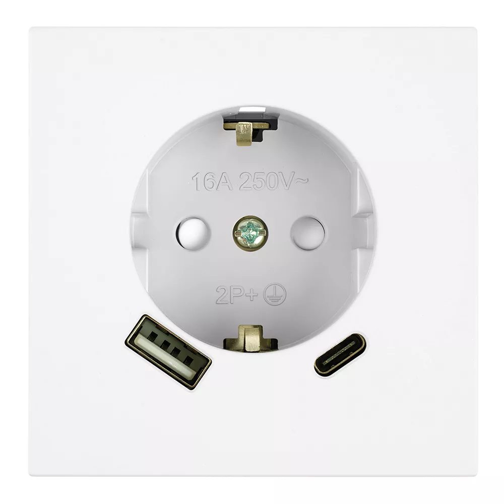 

Розетка 1-местная 16А + USB + Type C (механизм) Stekker 250В 20W Мия RST16-3119-01 50438