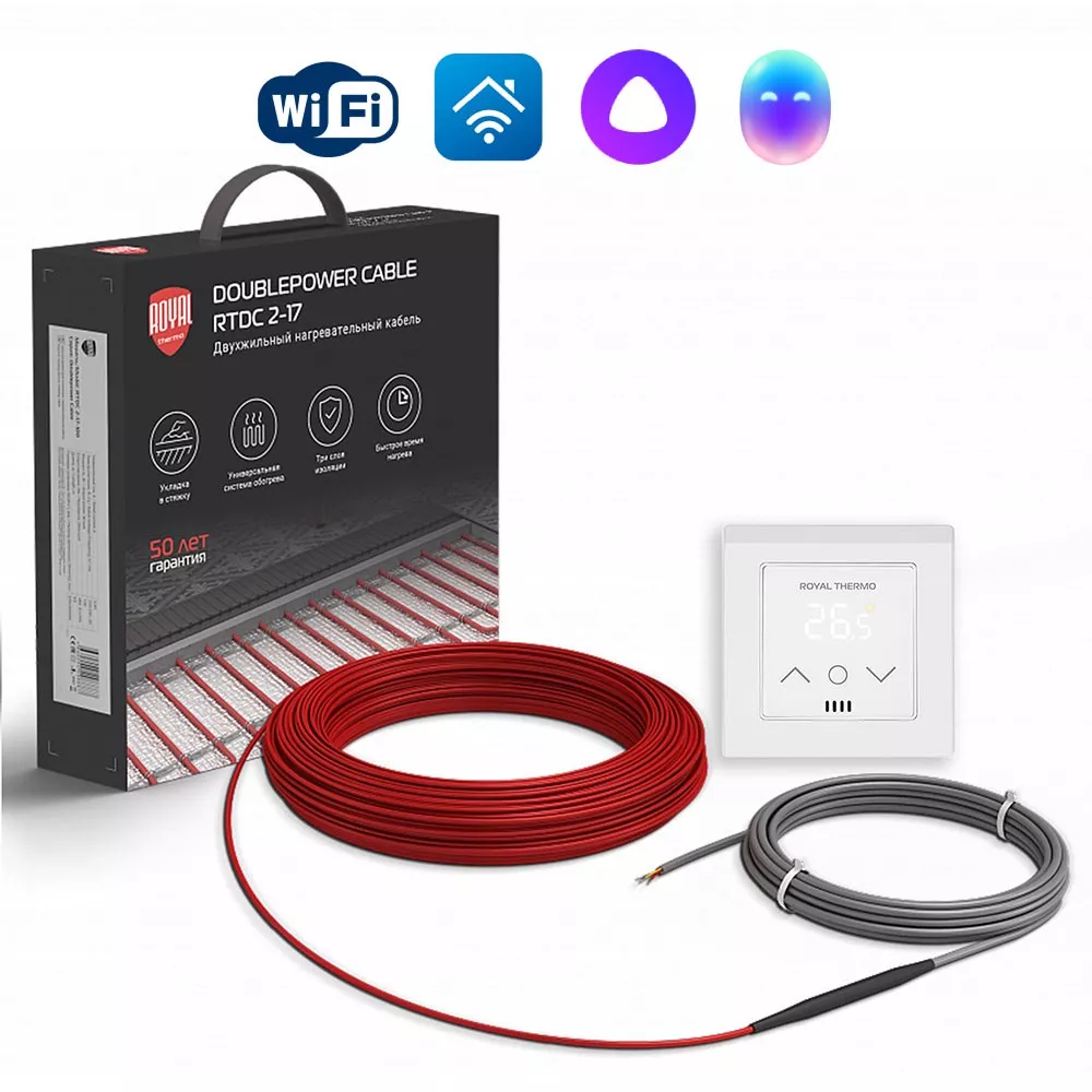 

Кабель нагревательный Royal Thermo RTDC 2-17-100 с терморегулятором RTS-16