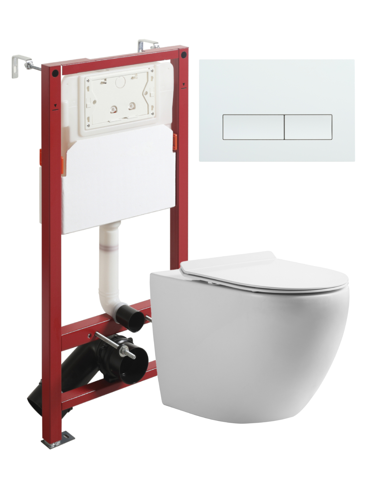 Комплект Orange CI07-100WAPB288 Унитаз подвесной безободковый с микролифтом Система инсталляции Кнопка смыва белая 36970₽