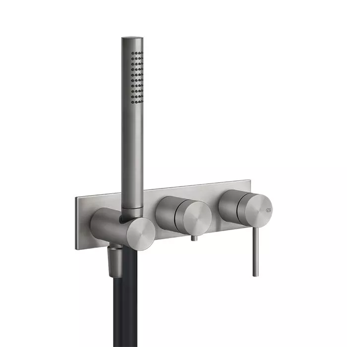 

GESSI 316 Встраиваемый смеситель для ванны, автомат переключатель ванна-душ, держатель неподвижный (внешняя часть), цвет: steel brushed