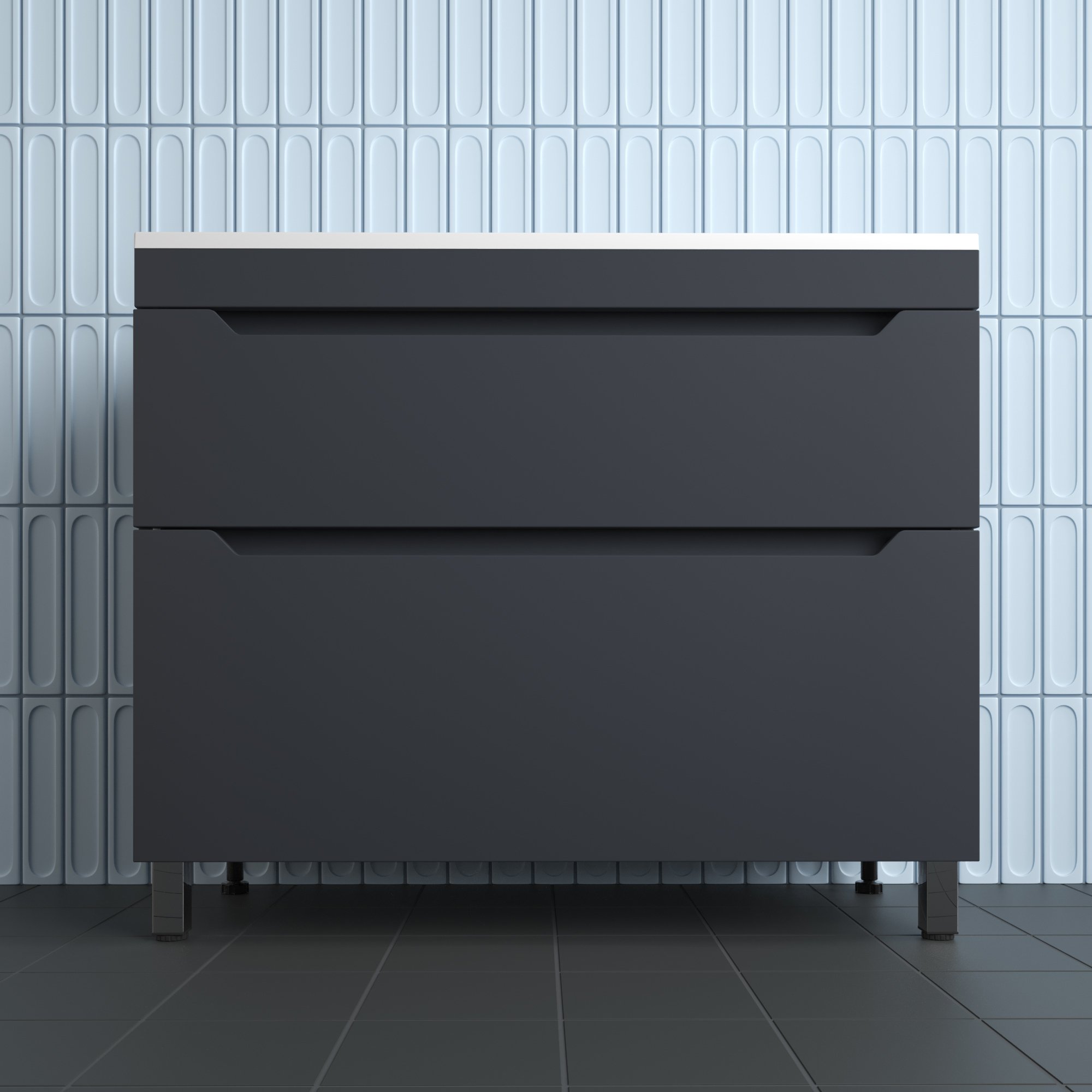 

Тумба напольная "Остин" под раковину Фортуна 100 2 ящ графит эмаль PLUS