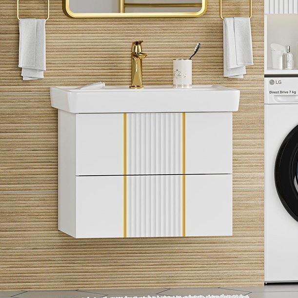 Тумба с раковиной Brevita Vega 70 подвесная белая золото 44024₽