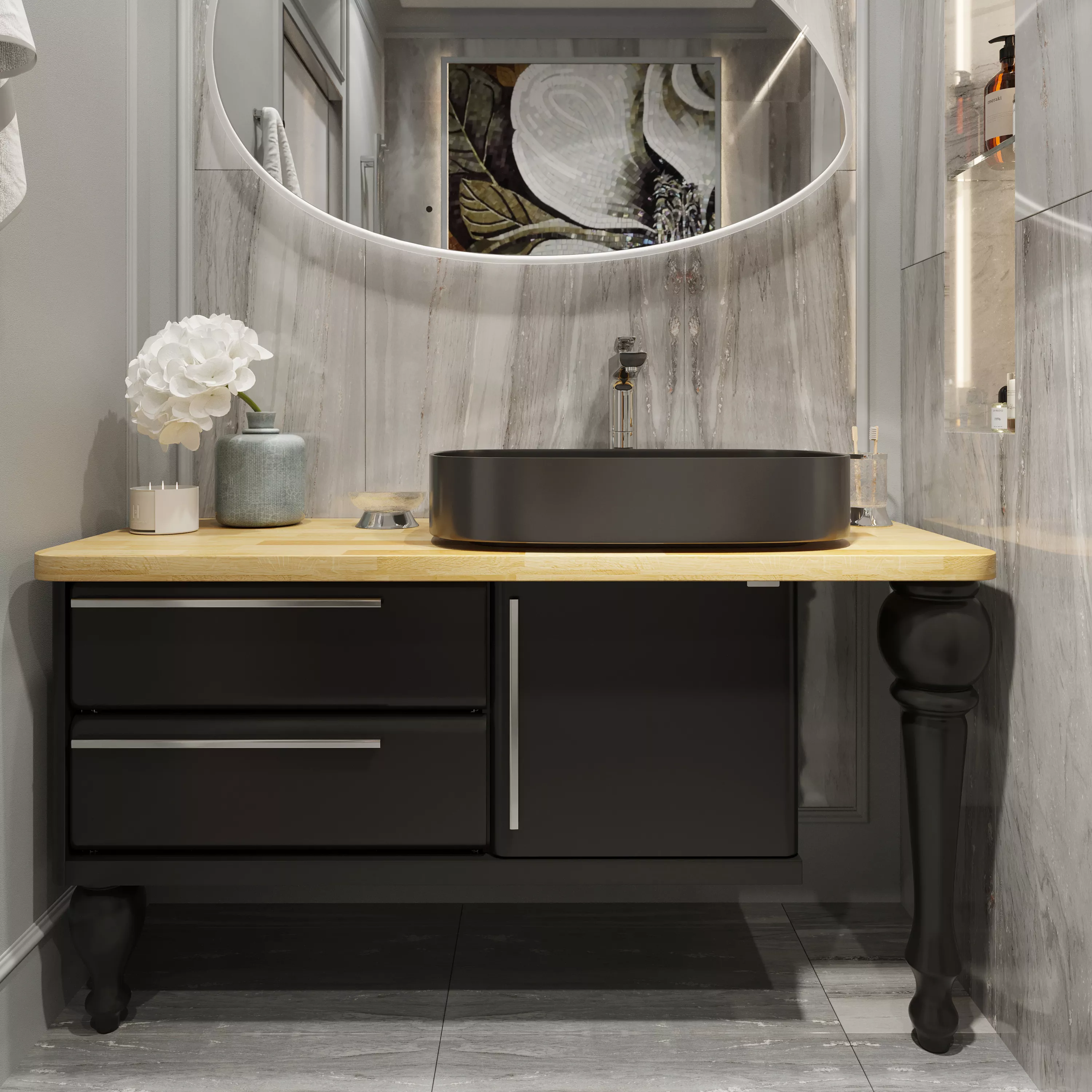 

Тумба с раковиной STWORKI Prestige 140 black matt