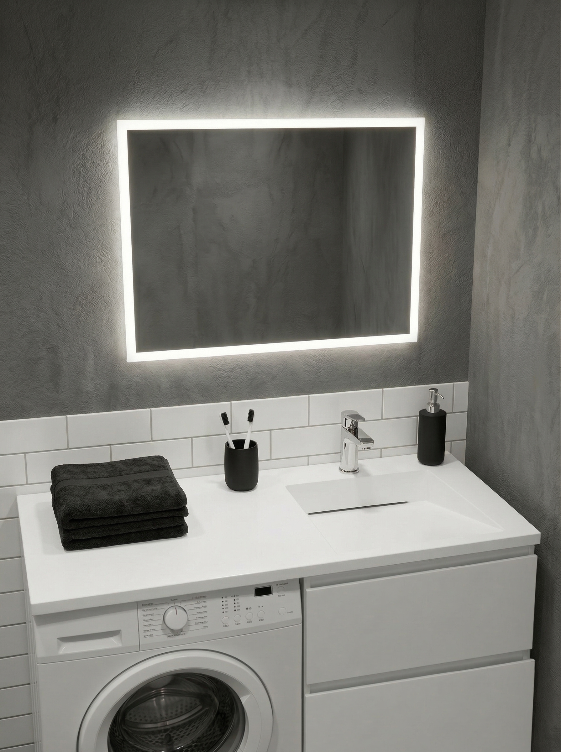 

Раковина над стиральной машиной STWORKI Авила 120 R прямоугольная, искусственный камень, со столешницей слева, с комплектом кронштейнов