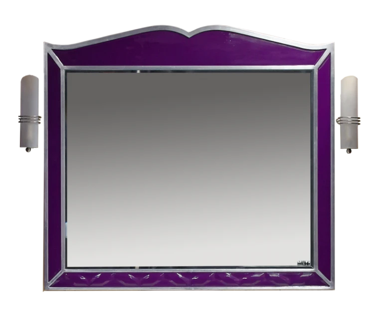 Зеркало Misty Анжелика 100 сиреневое сусальное серебро со светильниками Л-Анж02100-411Св - фото 1