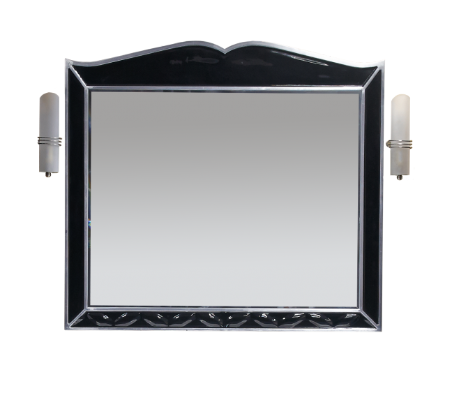 Зеркало Misty Анжелика 100 черное сусальное серебро со светильниками