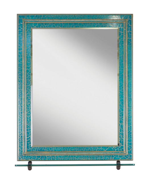 Зеркало с полкой Misty Fresko 90 зеленая патина, краколет