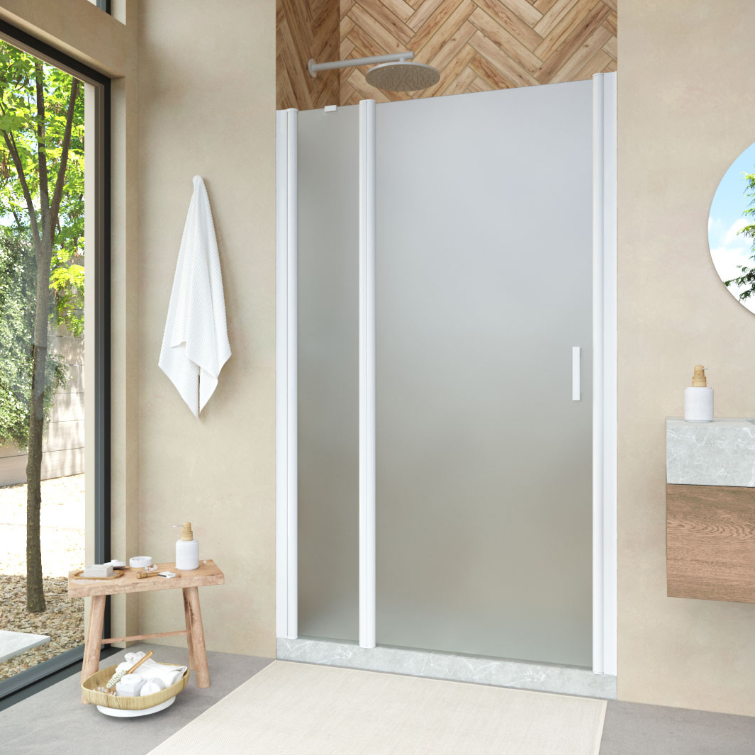 

Душевая дверь в нишу Vegas Glass EP-F-1 Novo 110 01 10 L профиль белый глянцевый, стекло сатин