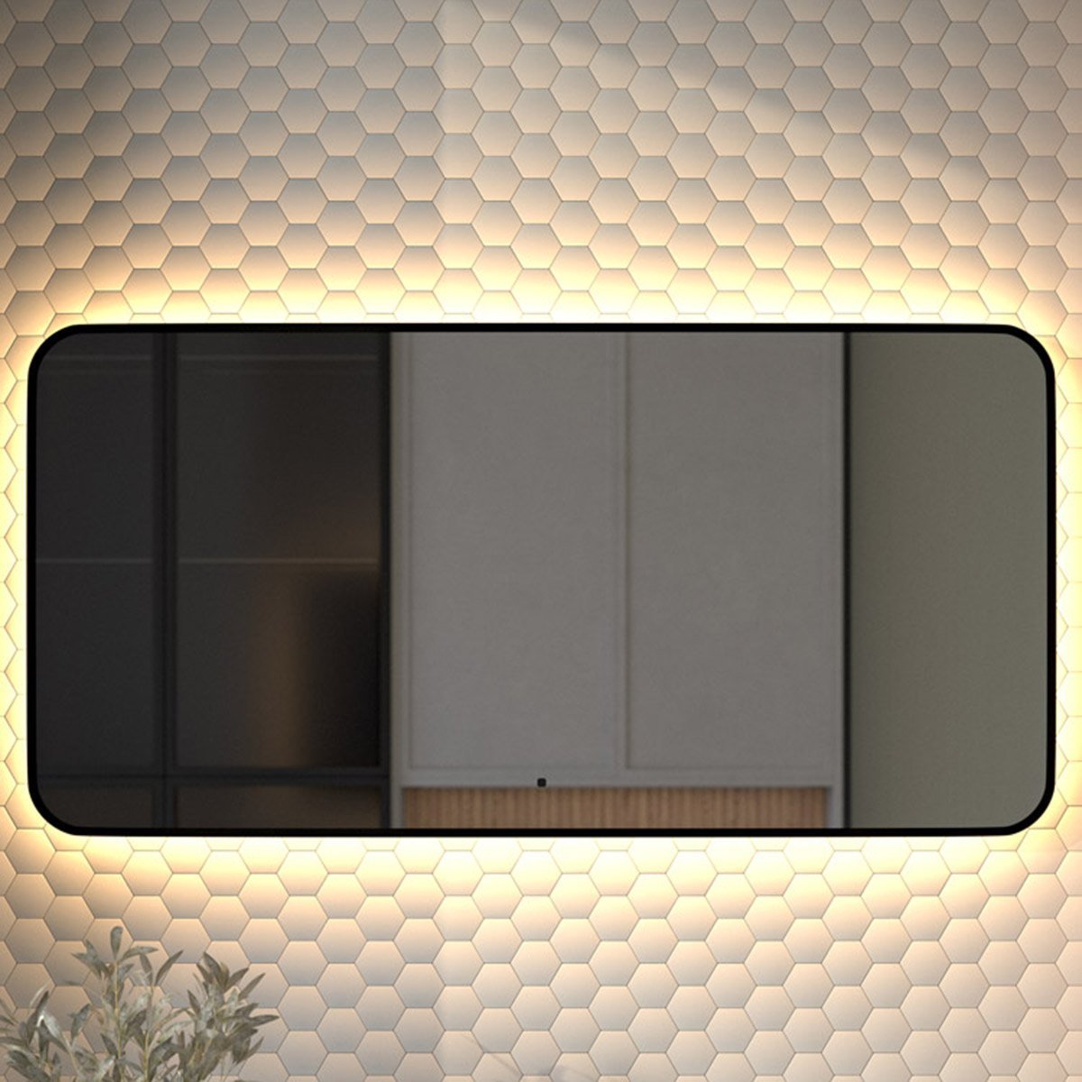 

Зеркало Defesto Aura DF 2978RH 120x60, с теплой подсветкой, инфракрасный выключатель, черное