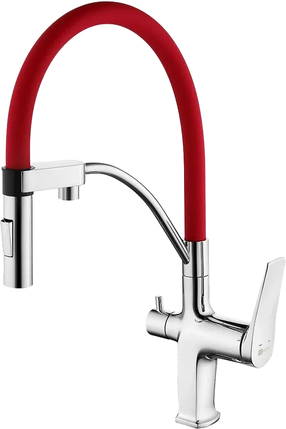 

Смеситель для кухни Lemark Comfort LM3074C-Red с подключением к фильтру и гибким изливом хром, красный
