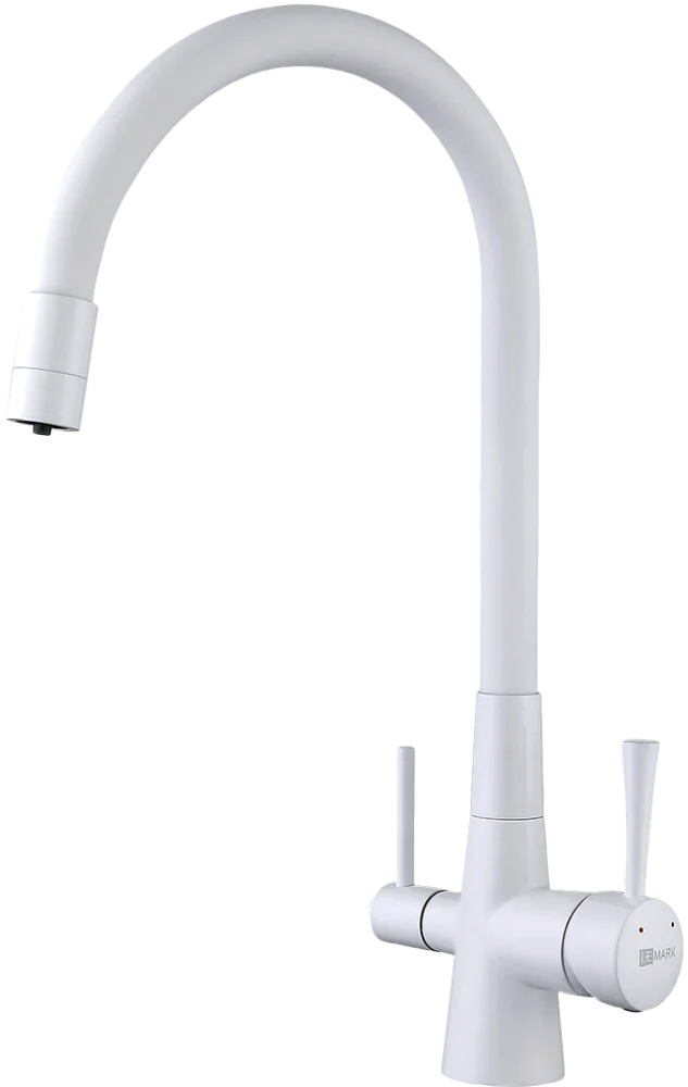 

Смеситель для кухни Lemark Comfort LM3075W с гибким изливом, белый