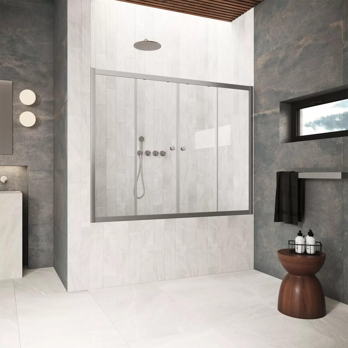 

Шторка на ванну Vegas Glass Z2V Protec 190 11 01 профиль оружейная сталь, стекло прозрачное