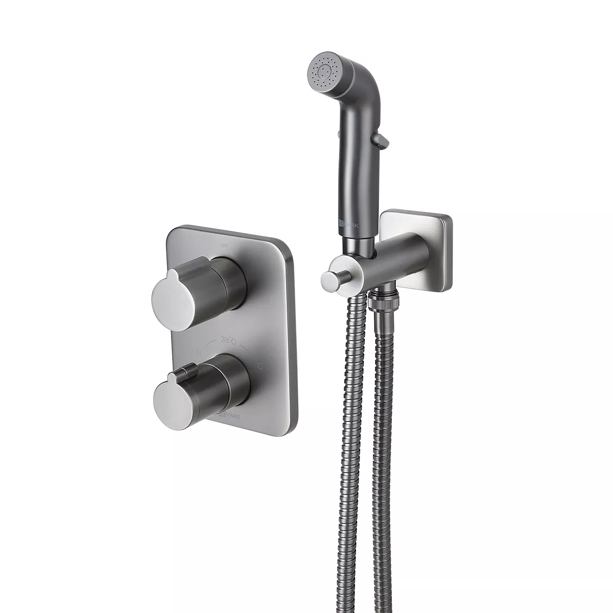 

Смеситель Lemark Bronx LM3740GM с гигиеническим душем термостатический, встраиваемый