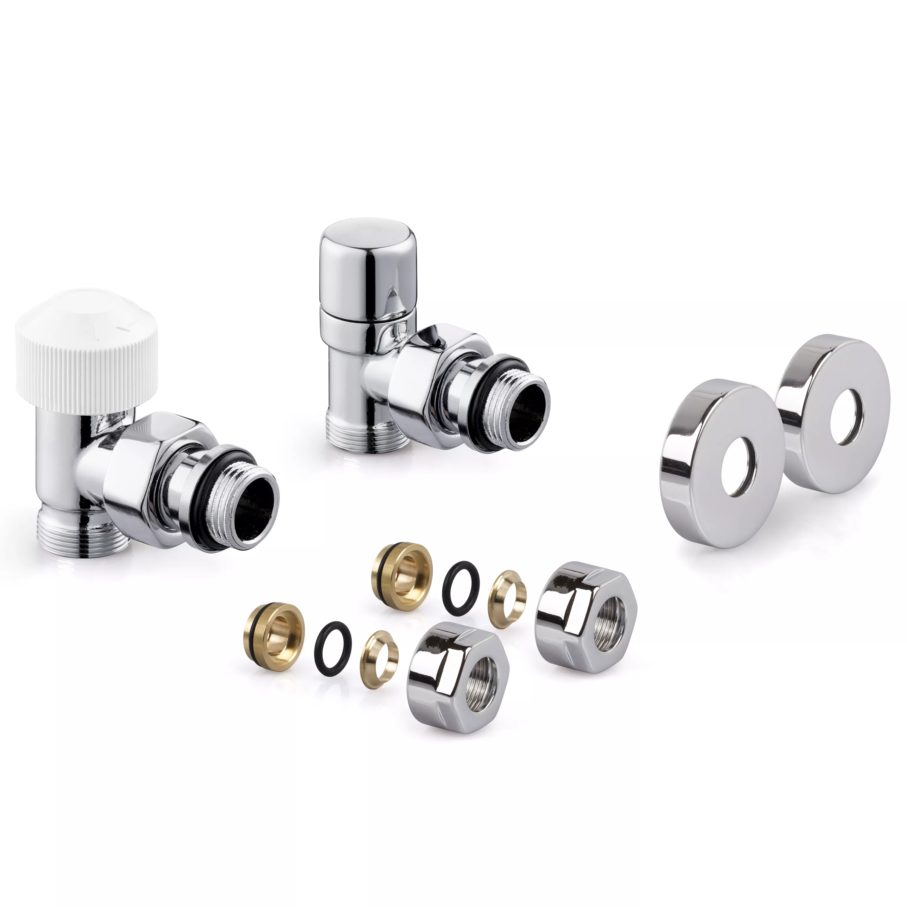 

Набор термостатический для радиатора угловой Royal Thermo Design Pro 15 мм М30х1,5 (Хром)