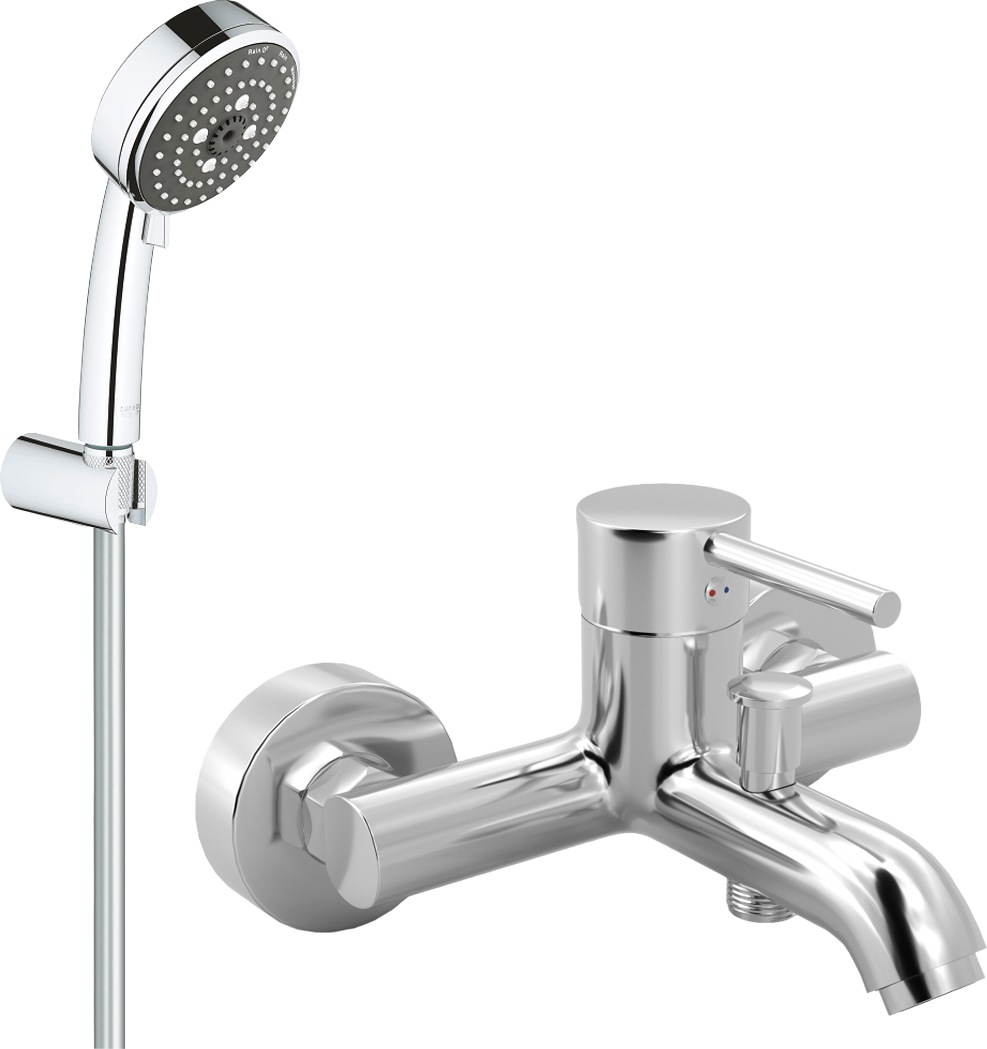 Смеситель для ванны с душем MEGA Didim MG-CM103 + Душевой гарнитур Grohe Vitalio Comfort 26176000 хром
