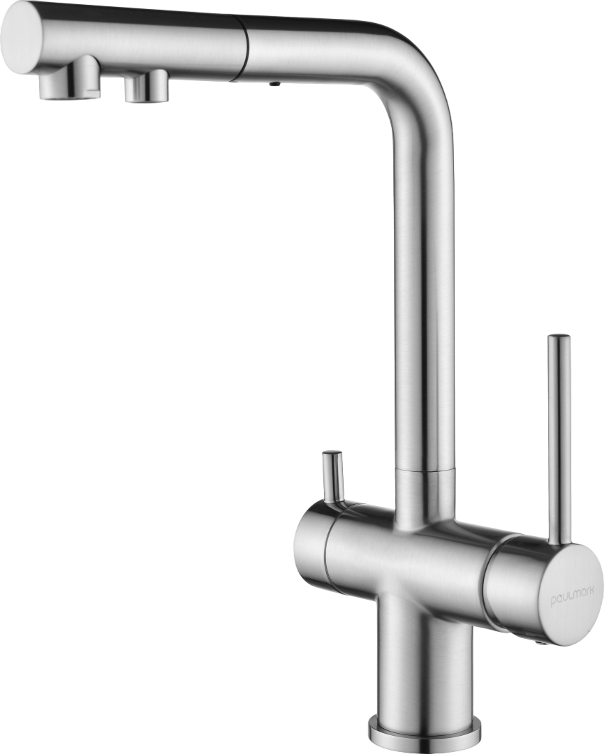 

Смеситель для кухни Paulmark Serpentine Se213222-BS брашированная сталь